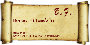 Boros Filomén névjegykártya